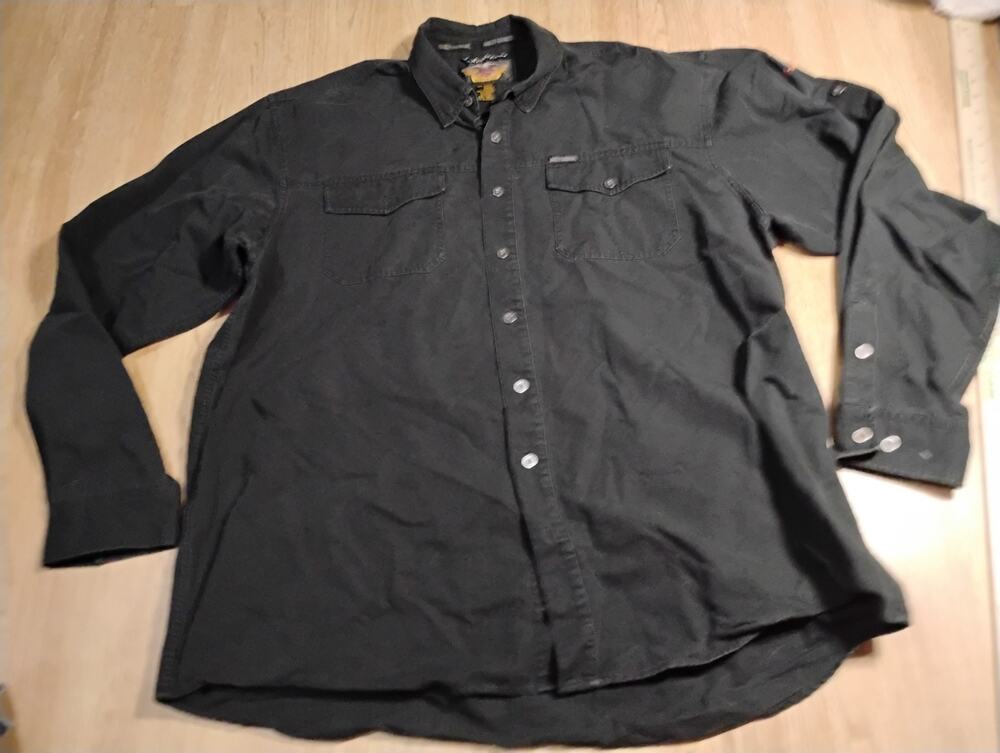 Harley Davidson Shirt Mens XXL Tall Black Long Sleeve Button Up